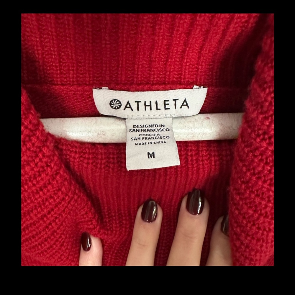 Athleta Vibrant Red Cowl Neck Sweater - Picture 2 of 7